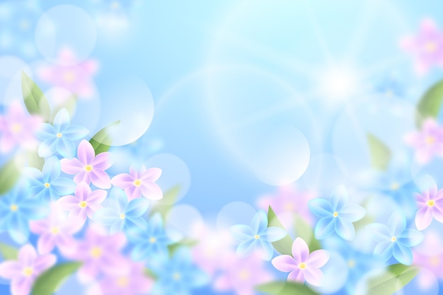 Spring Flower Blue Sky Light Effect Creative Background, Desktop Wallpaper,  Spring, Flowers Background Image And Wallpaper for Free Download