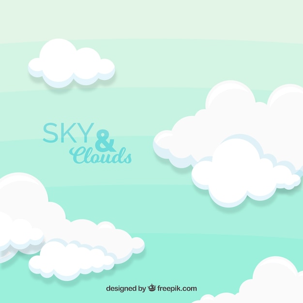 Free vector sky with clouds background in flat style