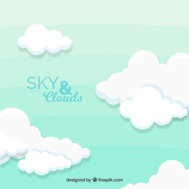 Небо с облаками фон в плоском стиле