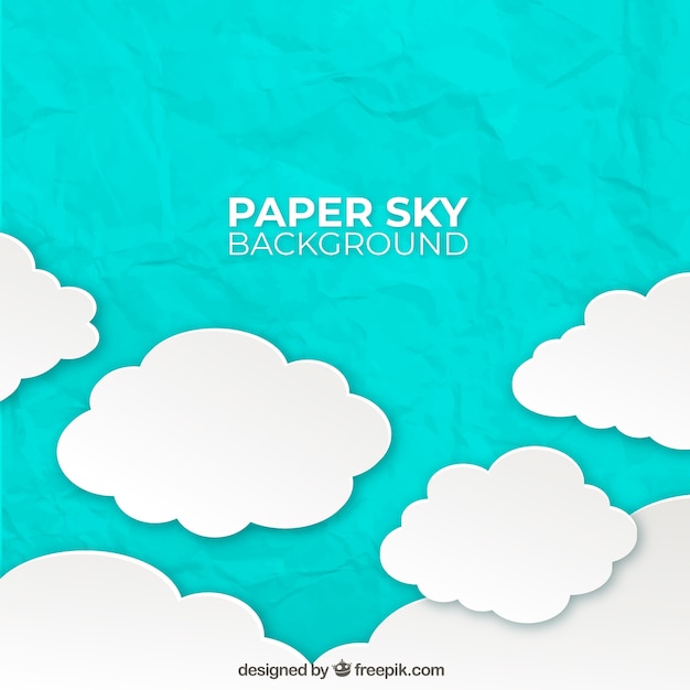 Free vector sky with clouds background in paper style