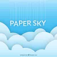 Free vector sky with clouds background in paper texture