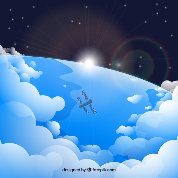 Free vector sky with clouds background in realistic style