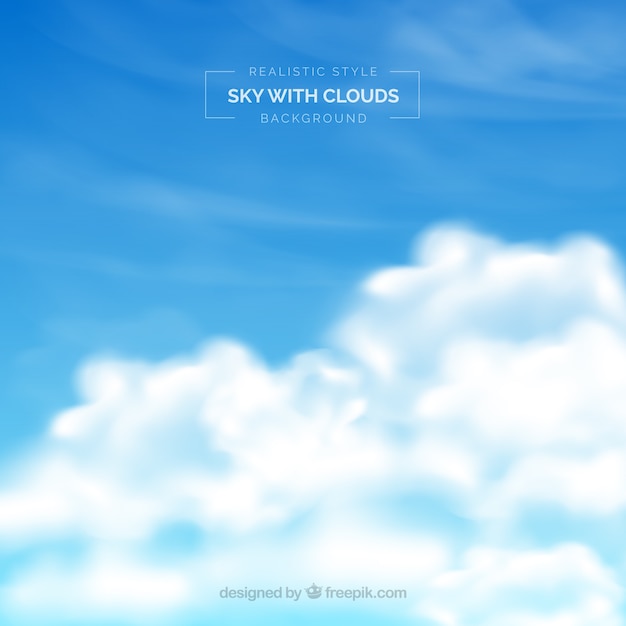 Sky with clouds background in realistic style