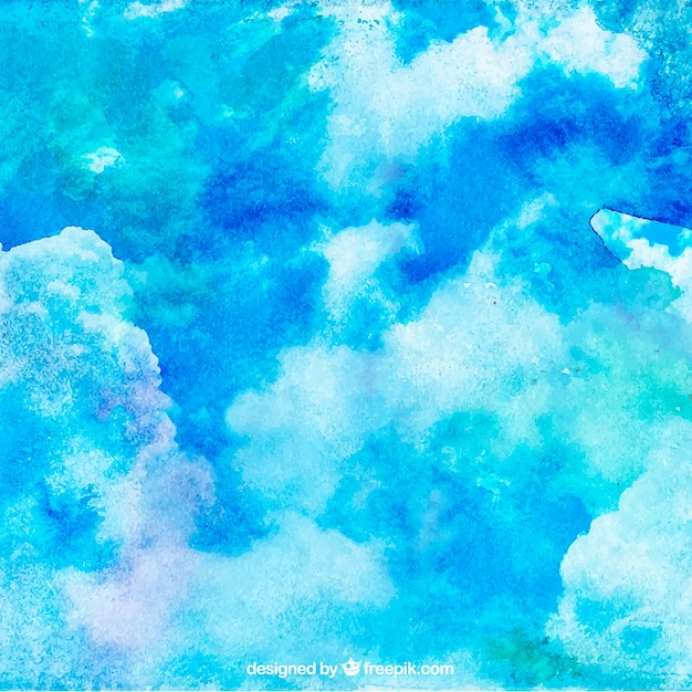 Sky with clouds background in watercolor style