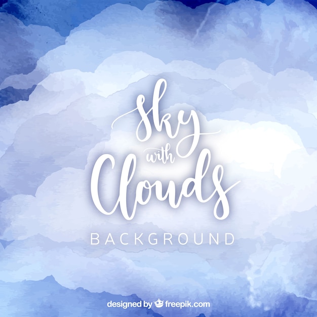 Free vector sky with clouds watercolour background