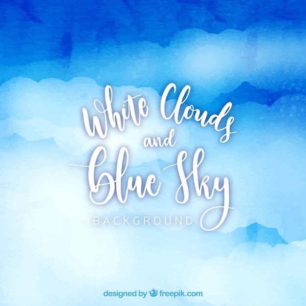 Sky with clouds watercolour background 