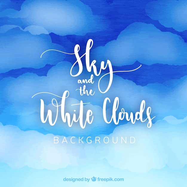 Sky with clouds watercolour background