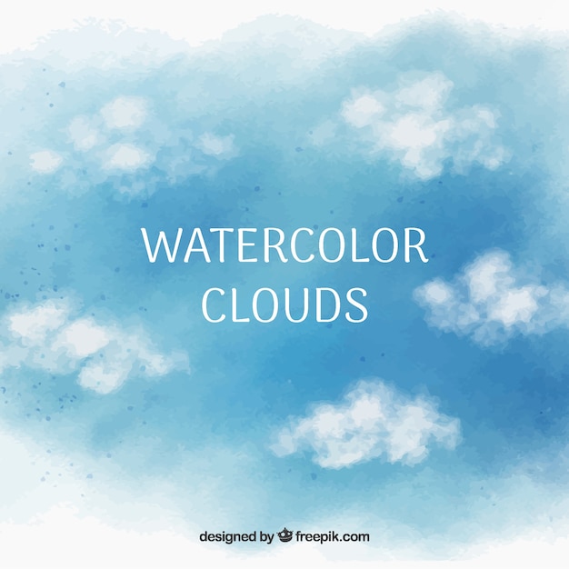 Vettore gratuito cielo con nuvole sfondo acquerello