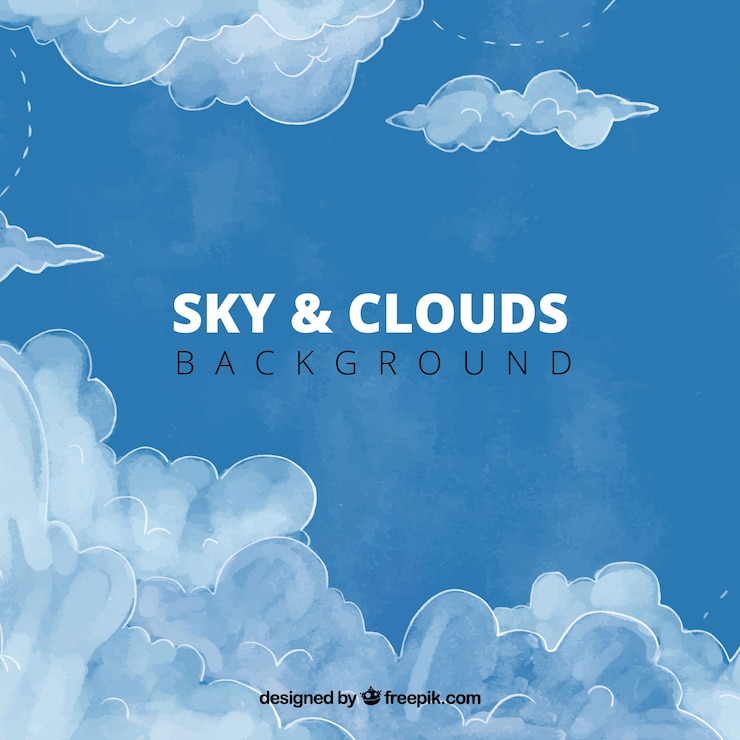Free Vector sky with clouds watercolour background 