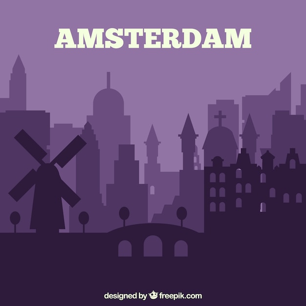 Free vector skyline of amsterdam
