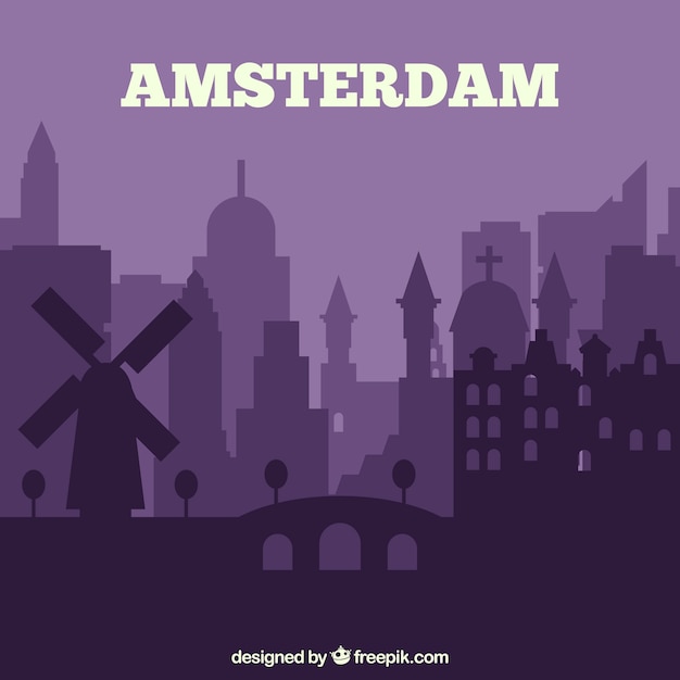 Vettore gratuito skyline di amsterdam