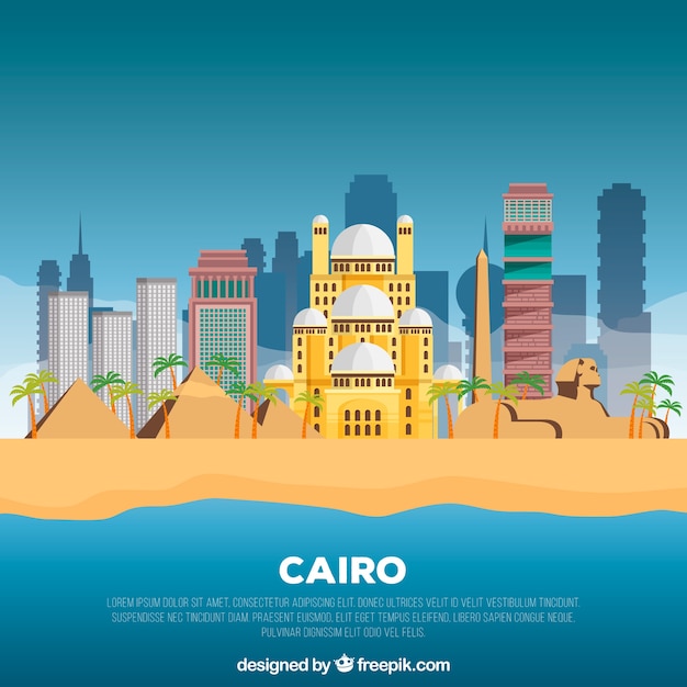 Vettore gratuito skyline di cairo, egitto