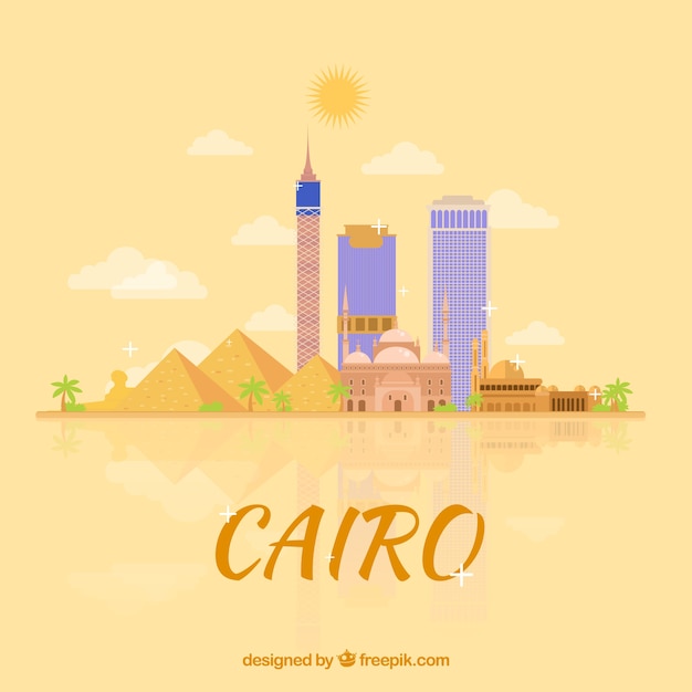 Vettore gratuito skyline di cairo, egitto