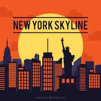 Free vector skyline design of new york