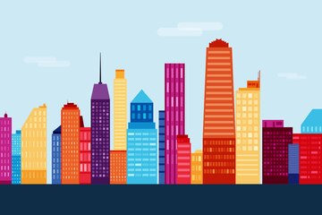 Free Vector | Skyline landmarks colorful