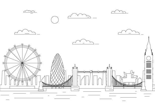 Free vector skyline landmarks outline