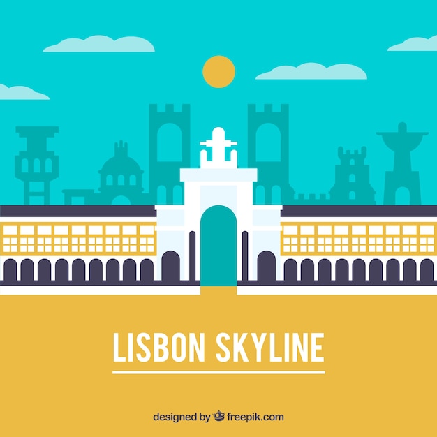 Free vector skyline of lisbon