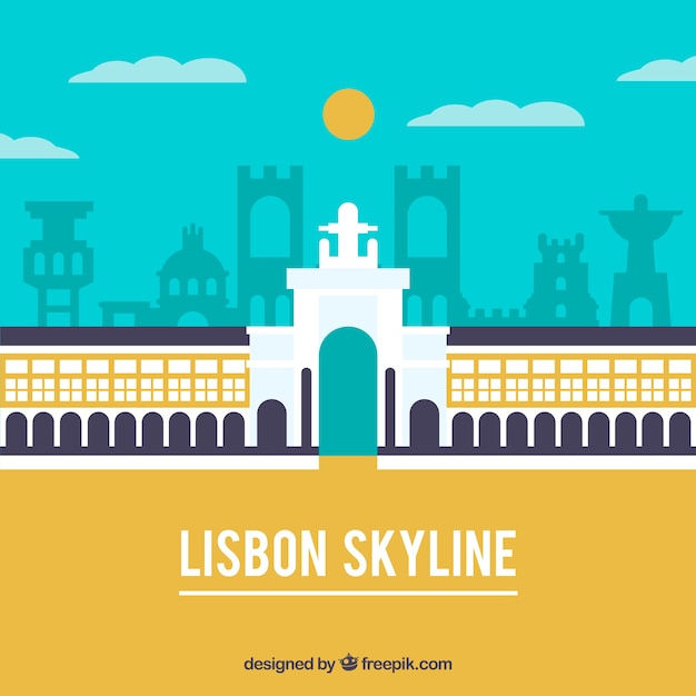 Vettore gratuito skyline di lisbona