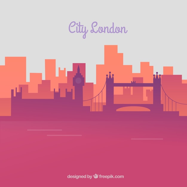 Skyline of london in pink tones