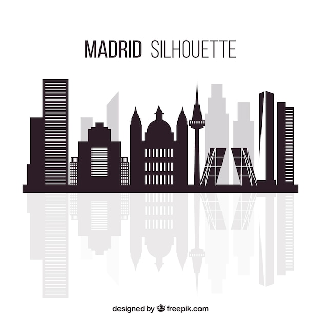 skyline of madrid in flat design