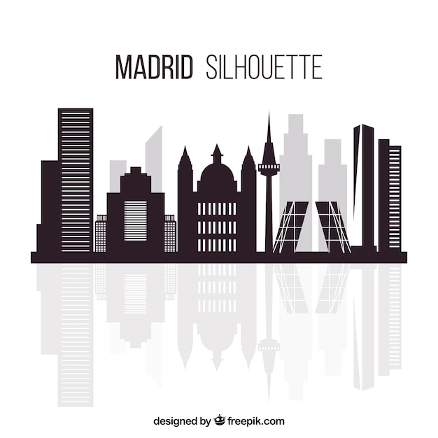 Vettore gratuito skyline di madrid in design piatto