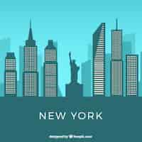 Vettore gratuito skyline di new york in stile piatto
