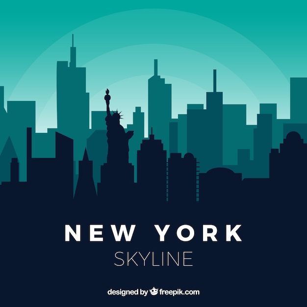 Free vector skyline of new york in green tones