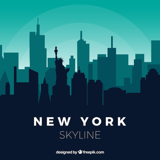 Skyline of new york in green tones