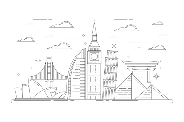 Skyline outline landmarks