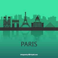 Vettore gratuito skyline di parigi su sfondo verde