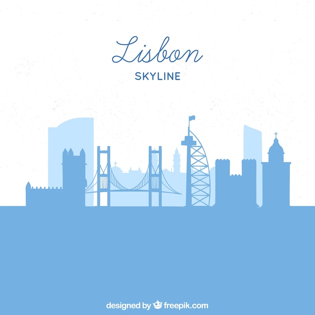 Skyline silhouette of lisbon city