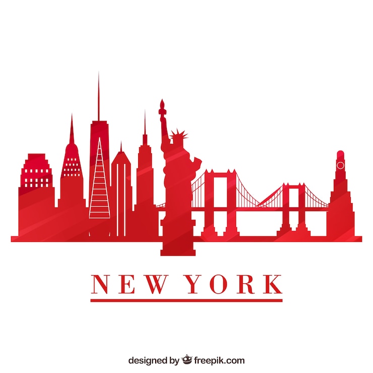 Free Vector skyline silhouette of new york city