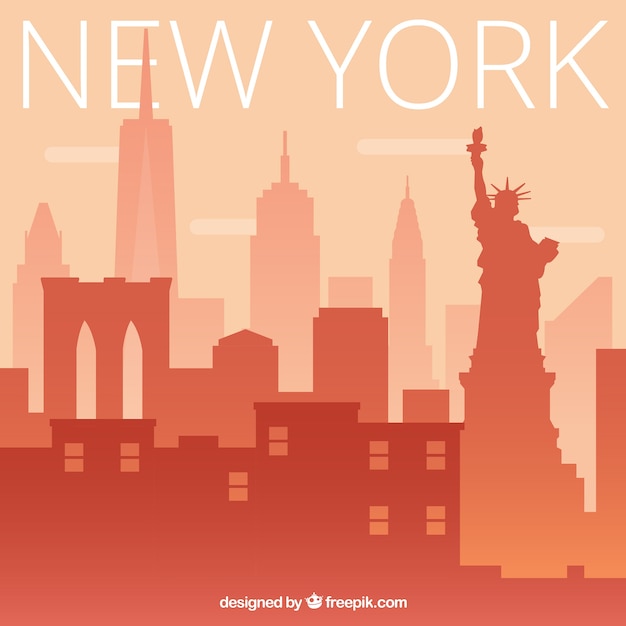 Free Vector skyline silhouette of new york city
