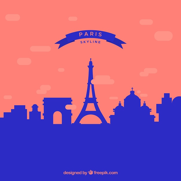 Skyline silhouette of paris city