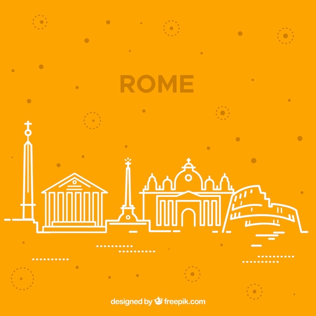 Free vector skyline silhouette of rome city in monoline