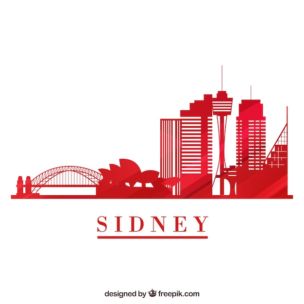 Skyline silhouette of sydney city