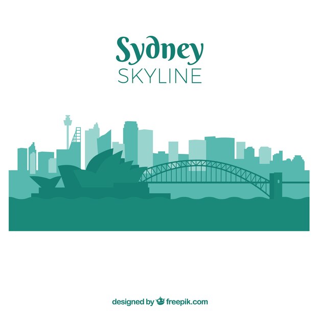 Skyline silhouette of sydney city