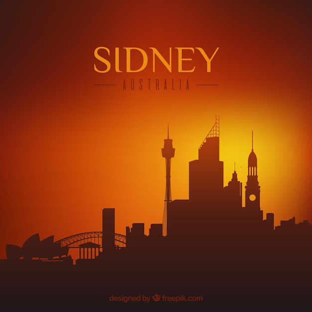 Skyline silhouette of sydney city