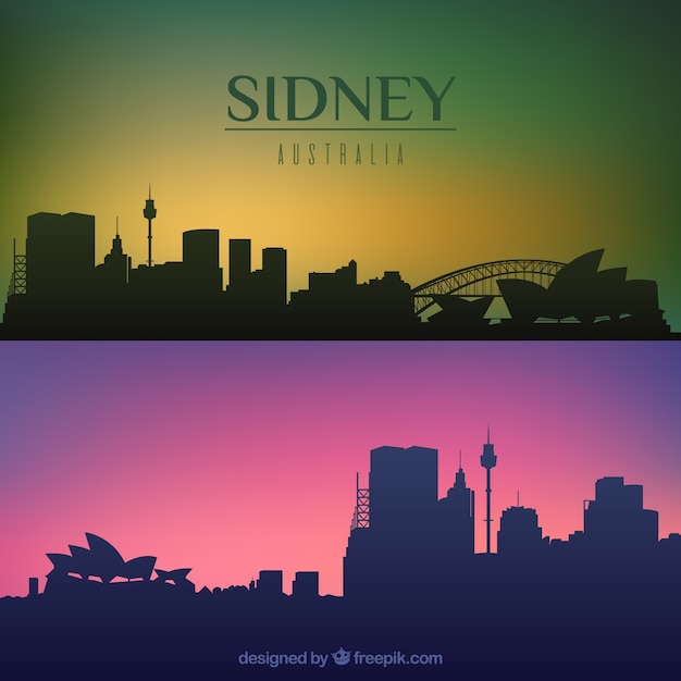 Free vector skyline silhouette of sydney city