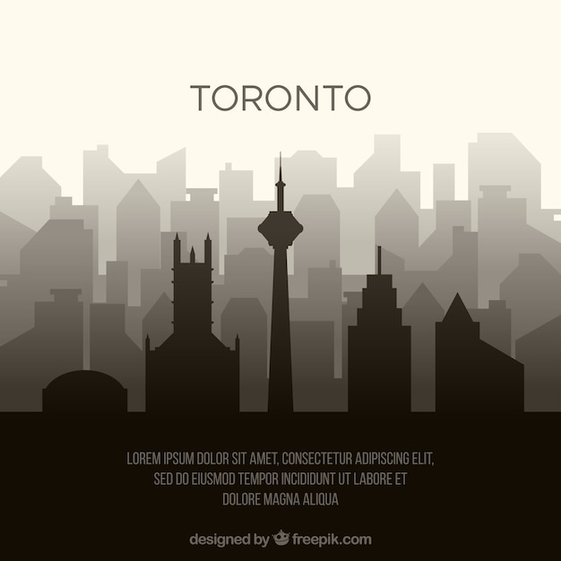 Free vector skyline silhouette of toronto city