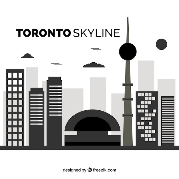 Vettore gratuito skyline di toronto in stile piatto