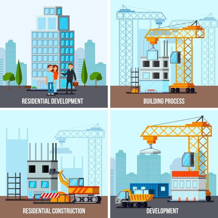 Free Vector skyscraper construction banner set