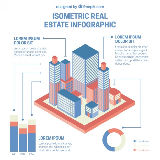 Vettore gratuito grattacieli infografia in 3d