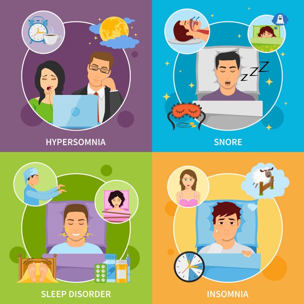 Free vector sleep disorders compositions set