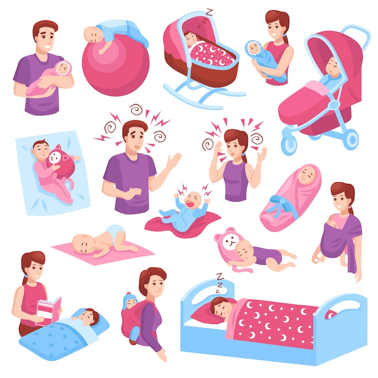 मुफ़्त वेक्टर sleeping babies set
