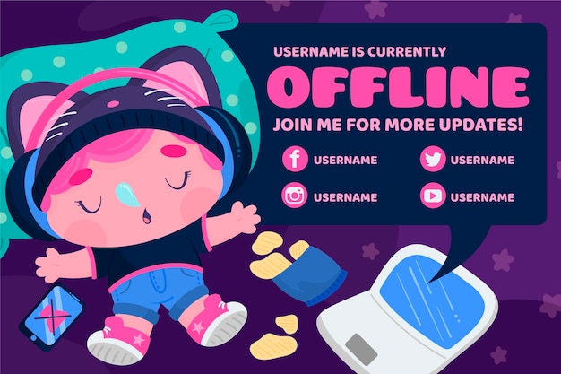 Sleeping character twitch offline banner template