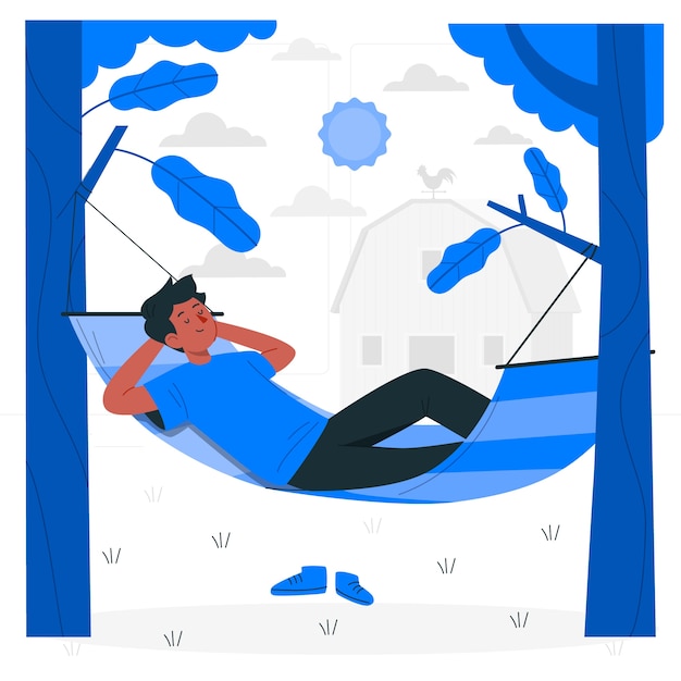 Free vector sleeping in a hammock concept illustration