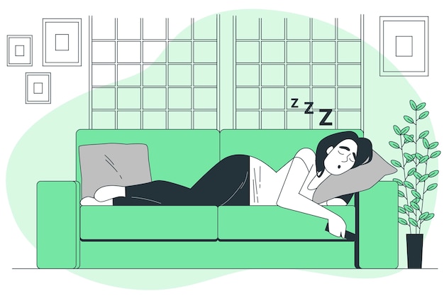 Free vector sleeping on the sofa concept illustration