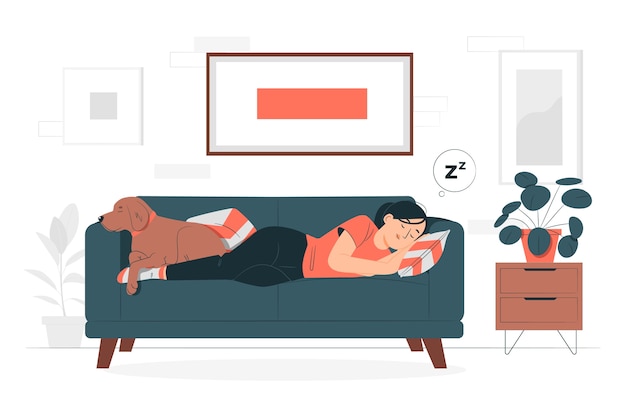 Free vector sleeping on the sofa concept illustration