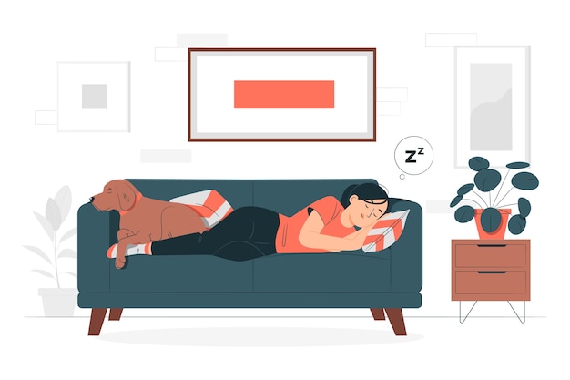 Sleeping on the sofa concept illustration